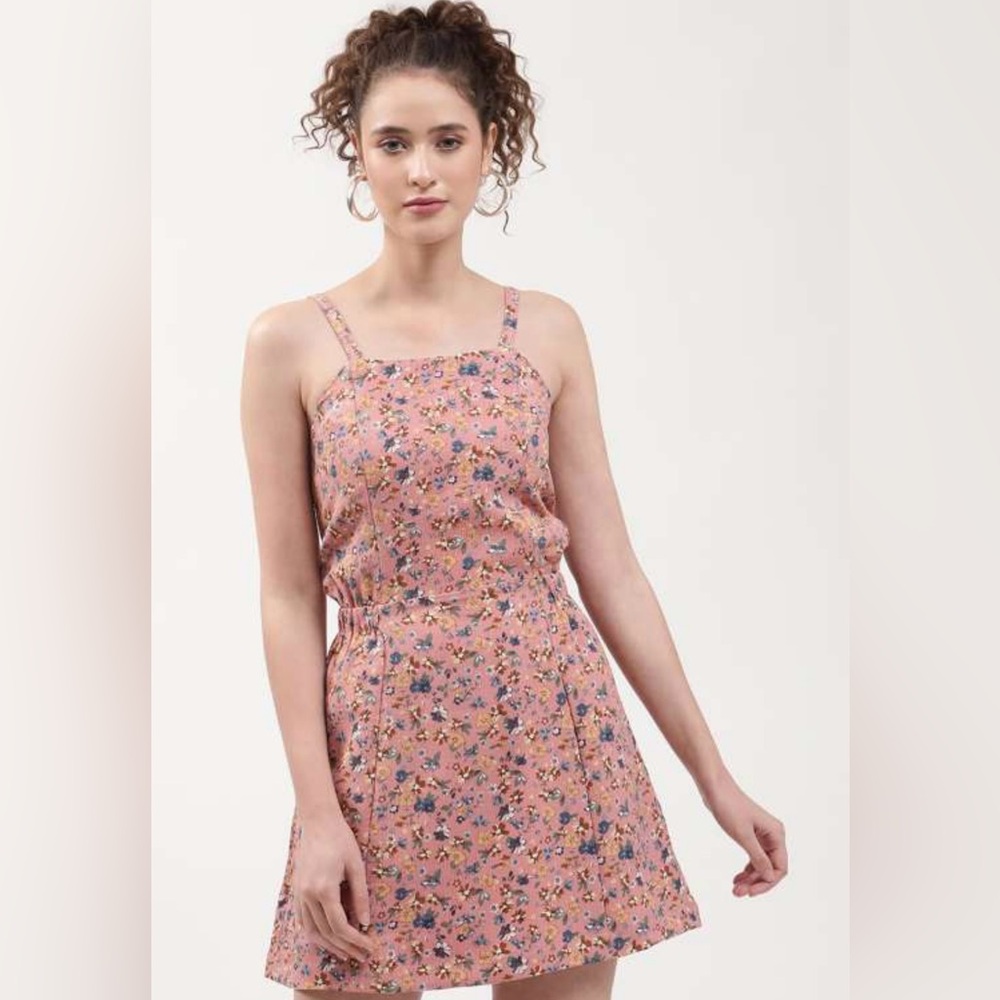 ELLE Women’s Pink Floral Mini Dress Sleeveless Casual Sundress Size M